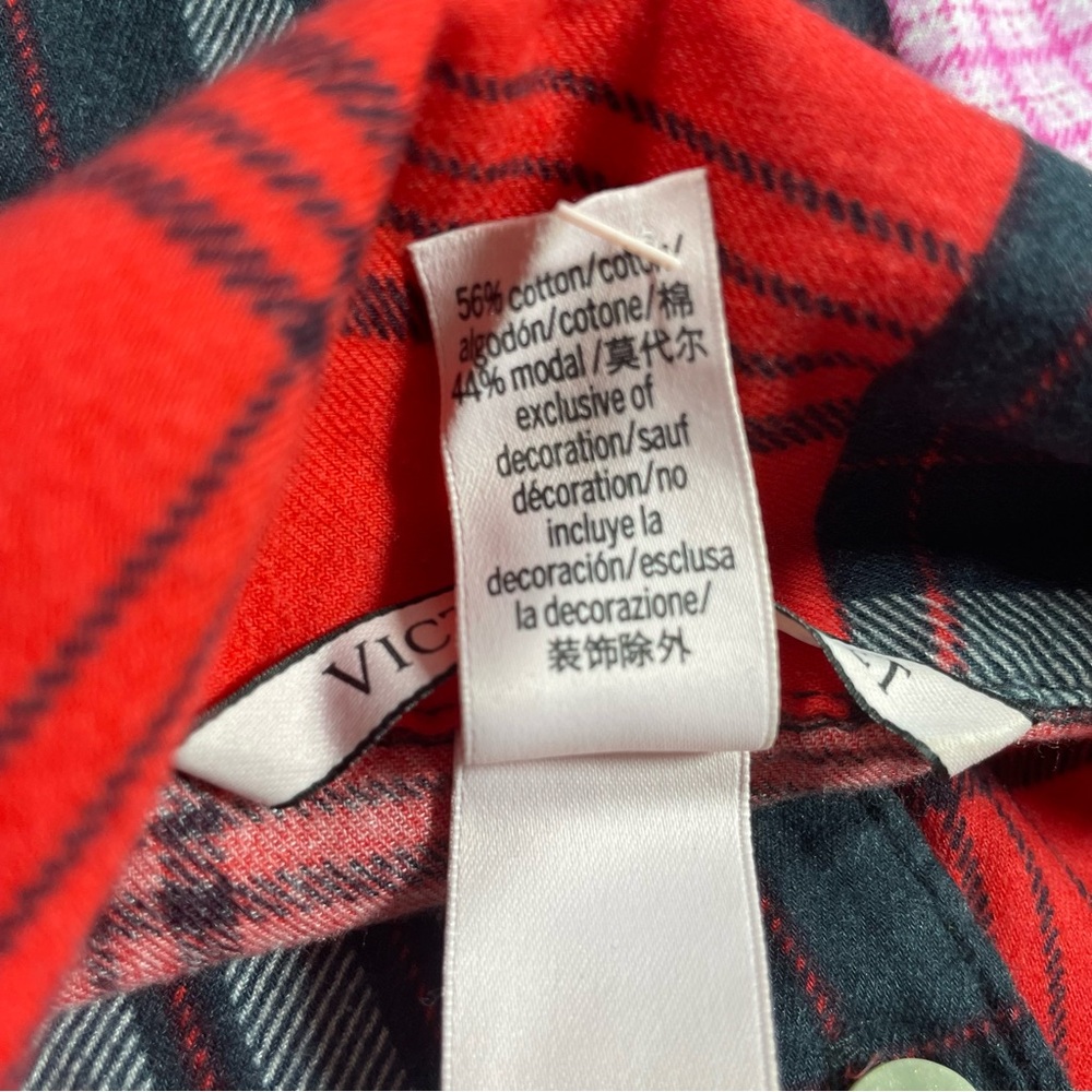 Victoria’s Secret Madras Patchwork Long Sleep Shirt Valentines Medium - Picture 6 of 6